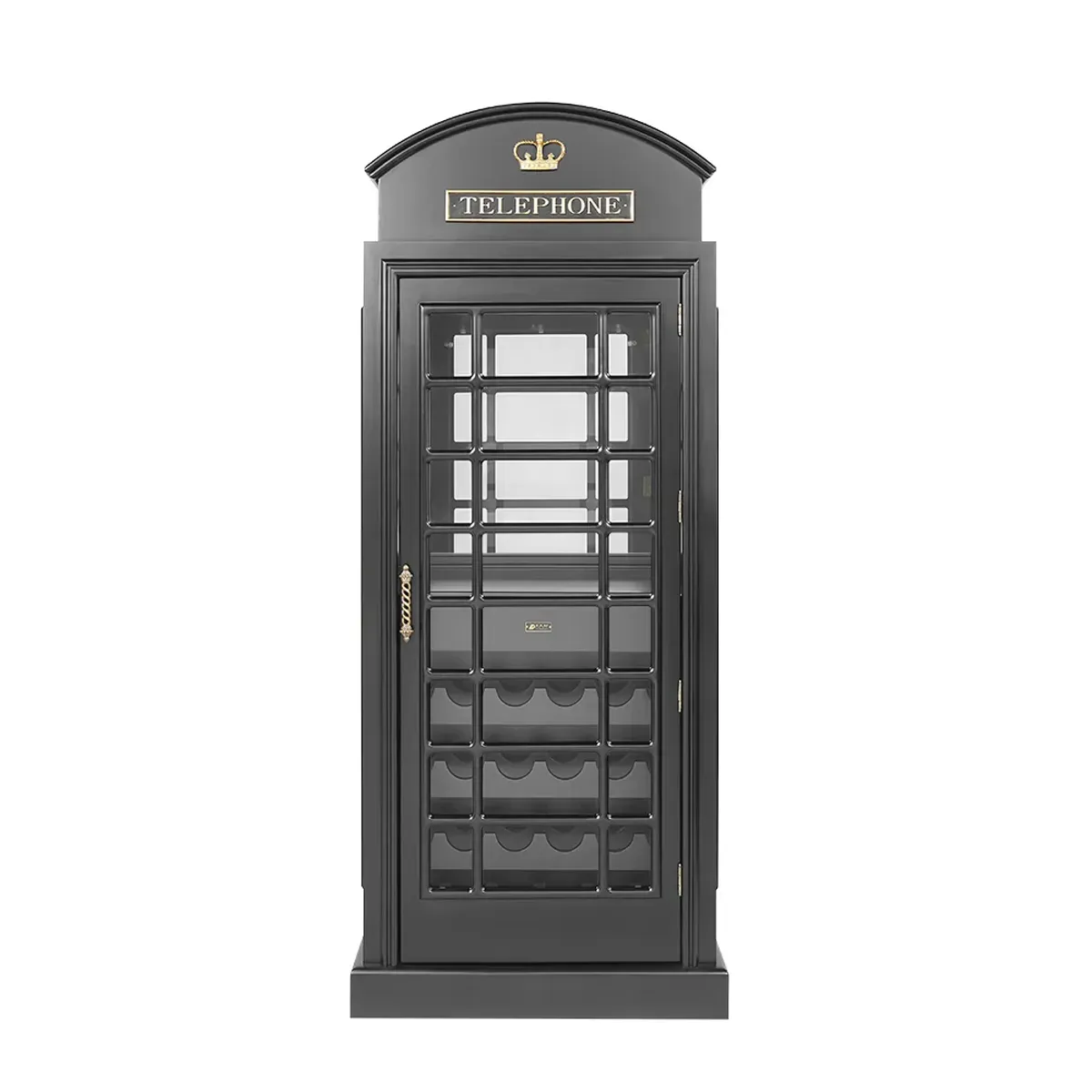 English Phone Booth Bar Cabinet with Wine Storage